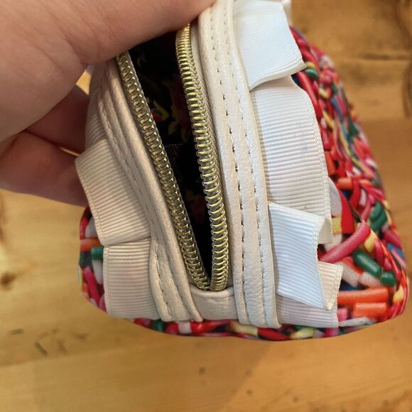 Betsy Johnson Rainbow Sprinkles Half Round Cosmetic Bag Coquette Feminine Ruffle - Picture 6 of 11